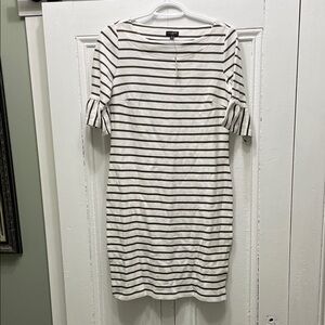 Talbots White Green Striped Dress SP small Petite 4P 6P